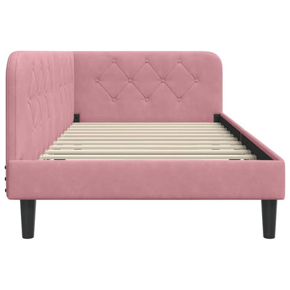 Cornice del letto ad angolo Rosa 90 x 190 cm Velluto | homemem39