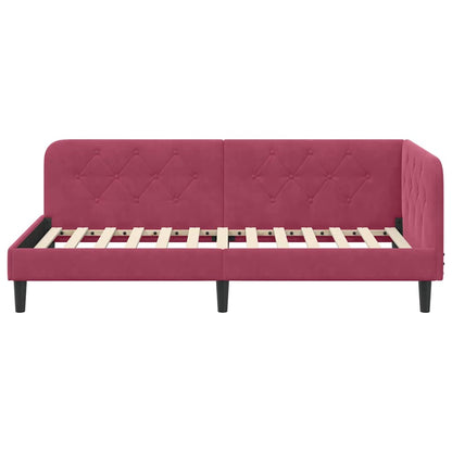 Cornice del letto ad angolo Rosso Vino 90 x 190 cm Velluto | homemem39