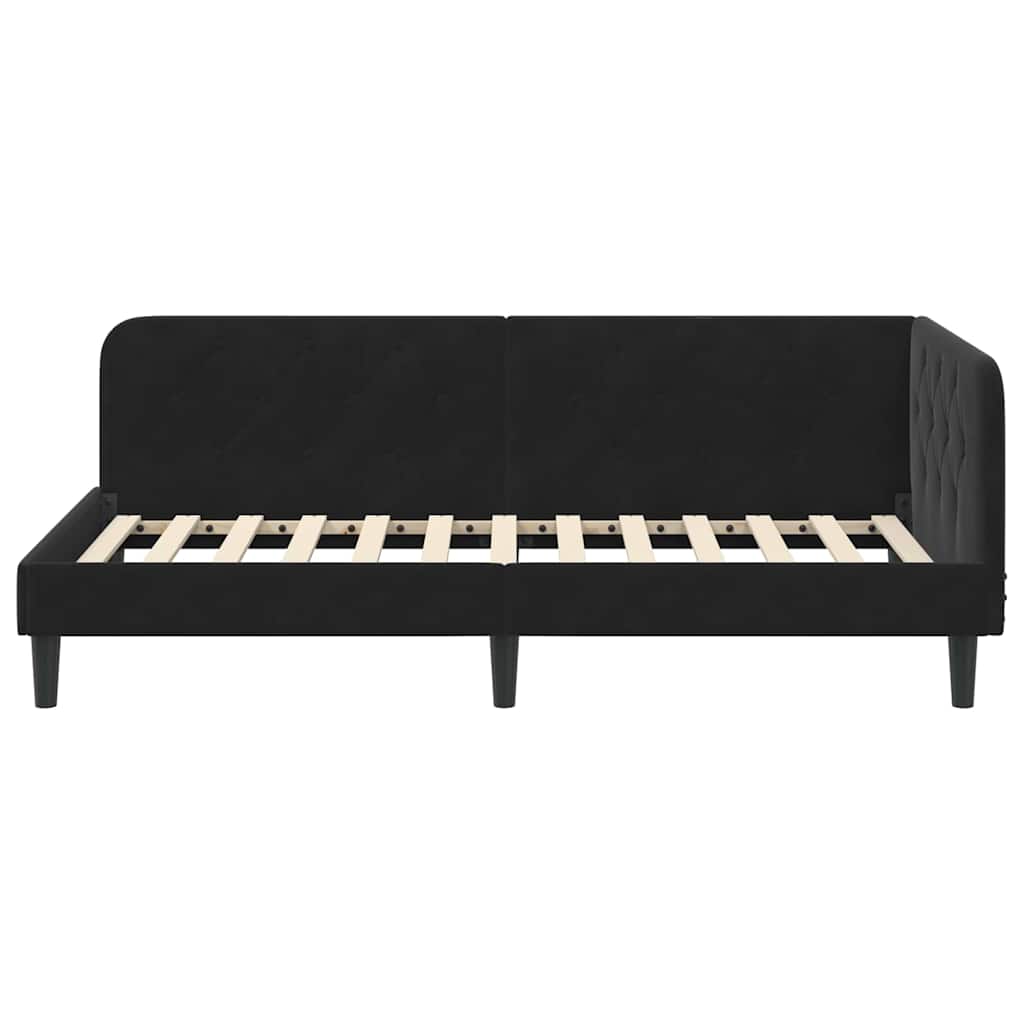 Cornice del letto ad angolo Nero 90 x 190 cm Velluto | homemem39