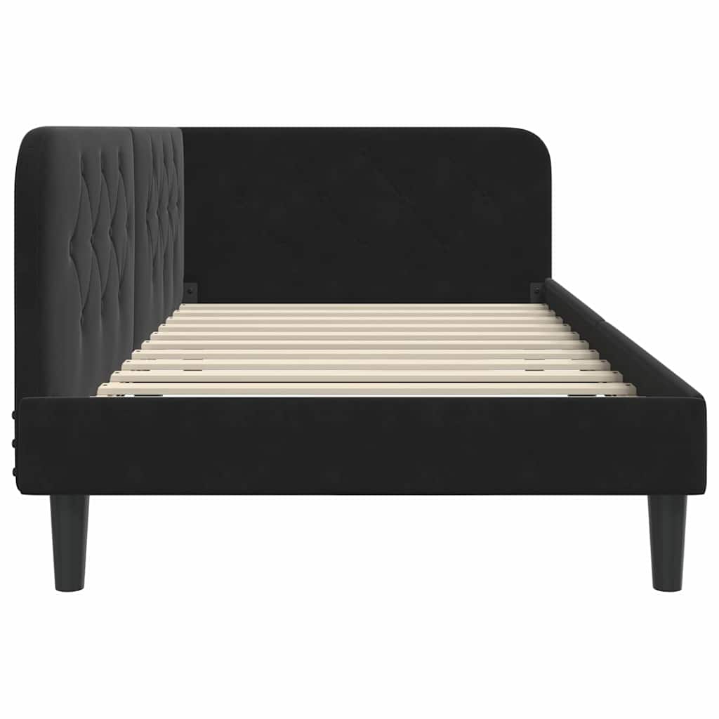 Cornice del letto ad angolo Nero 90 x 190 cm Velluto | homemem39