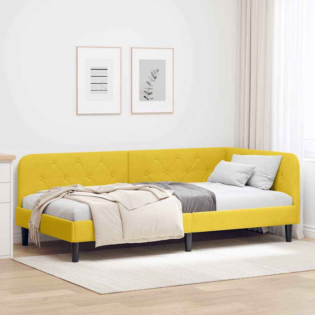 Cornice del letto ad angolo Giallo 90 x 190 cm Velluto | homemem39