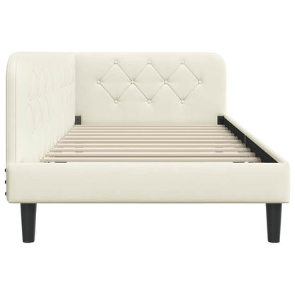 Cornice del letto ad angolo Crema 90 x 190 cm Velluto | homemem39