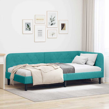 Cornice del letto ad angolo Turchese 90 x 190 cm Velluto | homemem39