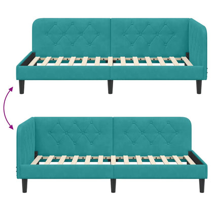 Cornice del letto ad angolo Turchese 90 x 190 cm Velluto | homemem39