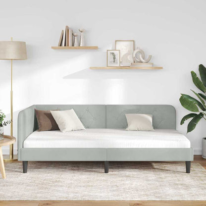 Cornice del letto ad angolo Grigio chiaro 90 x 200 cm Velluto | homemem39