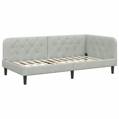 Cornice del letto ad angolo Grigio chiaro 90 x 200 cm Velluto | homemem39