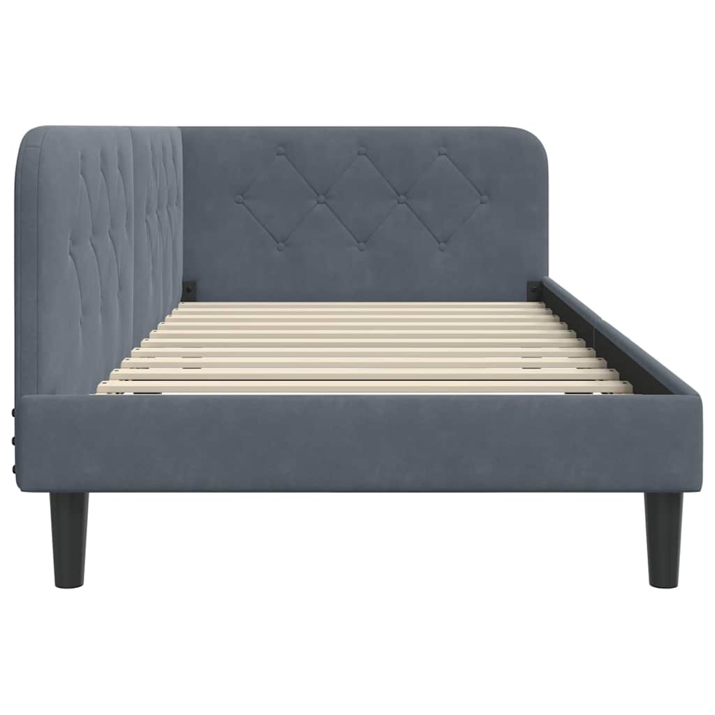 Cornice del letto ad angolo Grigio scuro 90 x 200 cm Velluto | homemem39