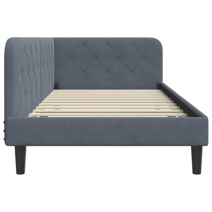 Cornice del letto ad angolo Grigio scuro 90 x 200 cm Velluto | homemem39