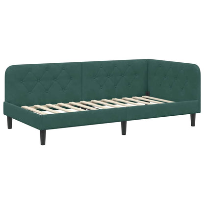 Cornice del letto ad angolo Verde Scuro 90 x 200 cm Velluto | homemem39