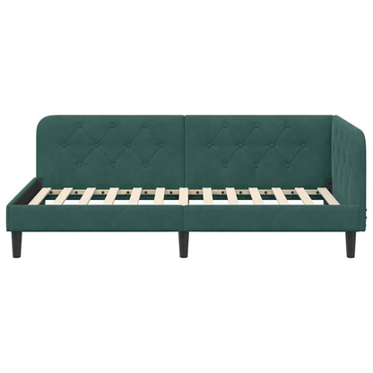 Cornice del letto ad angolo Verde Scuro 90 x 200 cm Velluto | homemem39