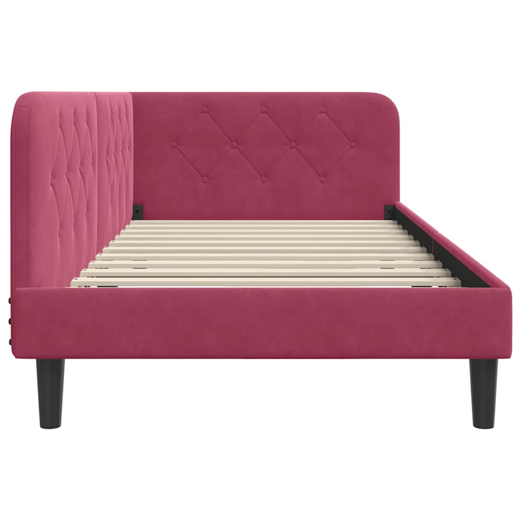 Cornice del letto ad angolo Rosso Vino 90 x 200 cm Velluto | homemem39