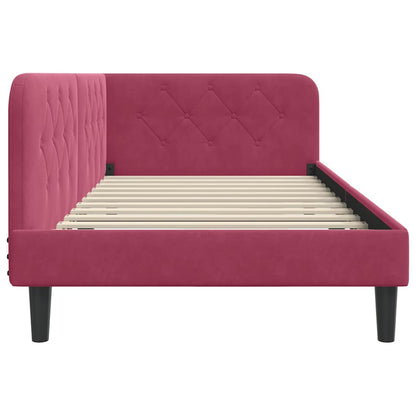 Cornice del letto ad angolo Rosso Vino 90 x 200 cm Velluto | homemem39