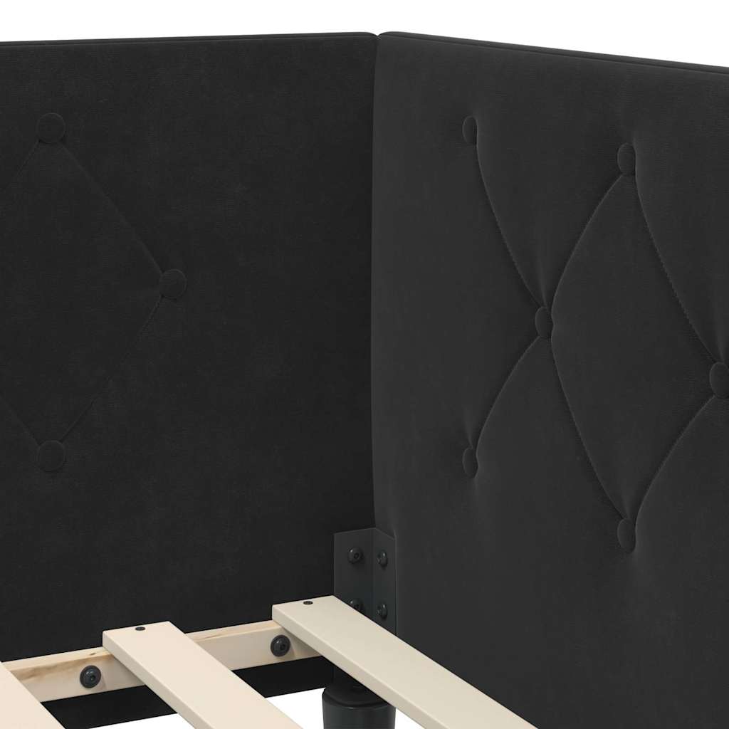 Cornice del letto ad angolo Nero 90 x 200 cm Velluto | homemem39