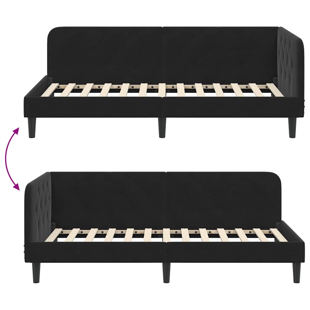 Cornice del letto ad angolo Nero 90 x 200 cm Velluto | homemem39