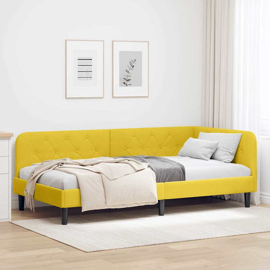 Cornice del letto ad angolo Giallo 90 x 200 cm Velluto | homemem39