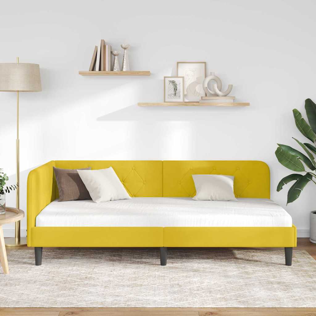 Cornice del letto ad angolo Giallo 90 x 200 cm Velluto | homemem39