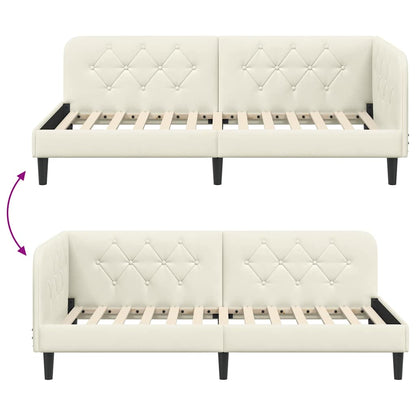 Cornice del letto ad angolo Crema 90 x 200 cm Velluto | homemem39