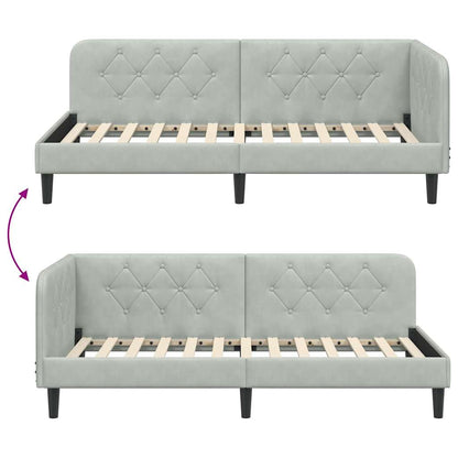 Cornice del letto ad angolo Grigio chiaro 100 x 200 cm Velluto | homemem39