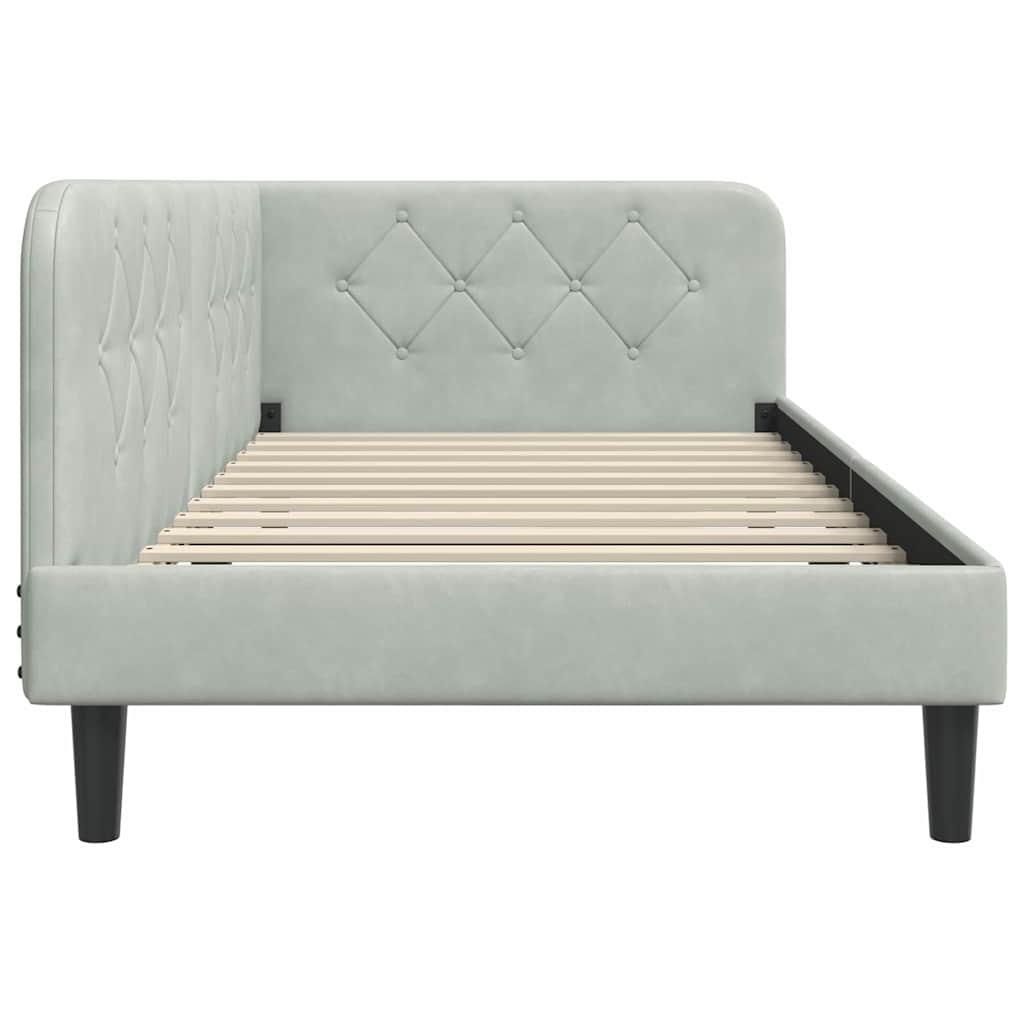 Cornice del letto ad angolo Grigio chiaro 100 x 200 cm Velluto | homemem39