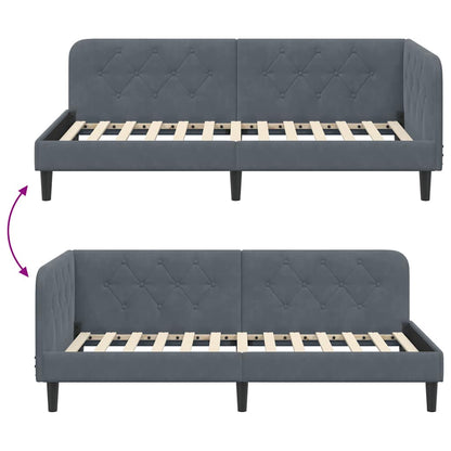 Cornice del letto ad angolo Grigio scuro 100 x 200 cm Velluto | homemem39