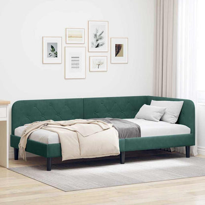 Cornice del letto ad angolo Verde Scuro 100 x 200 cm Velluto | homemem39