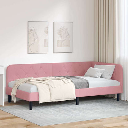 Cornice del letto ad angolo Rosa 100 x 200 cm Velluto | homemem39