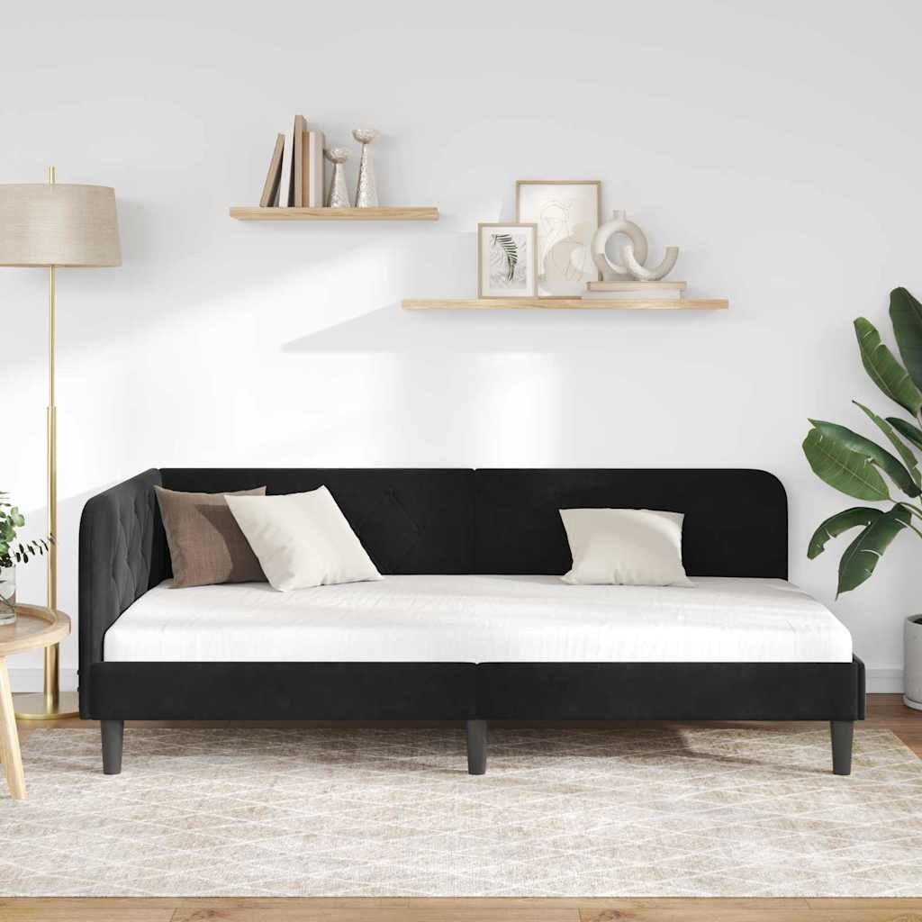Cornice del letto ad angolo Nero 100 x 200 cm Velluto | homemem39