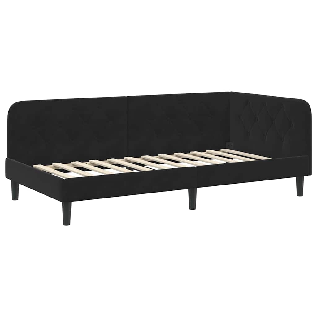 Cornice del letto ad angolo Nero 100 x 200 cm Velluto | homemem39