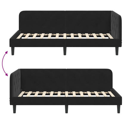 Cornice del letto ad angolo Nero 100 x 200 cm Velluto | homemem39