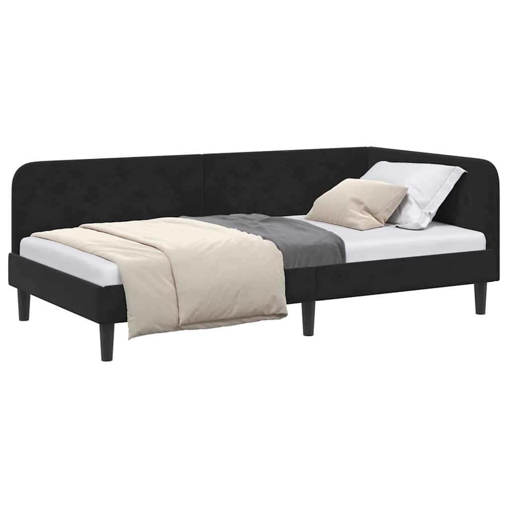 Cornice del letto ad angolo Nero 100 x 200 cm Velluto | homemem39