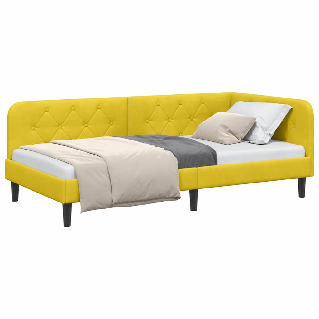 Cornice del letto ad angolo Giallo 100 x 200 cm Velluto | homemem39