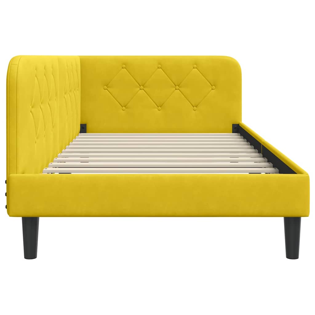 Cornice del letto ad angolo Giallo 100 x 200 cm Velluto | homemem39