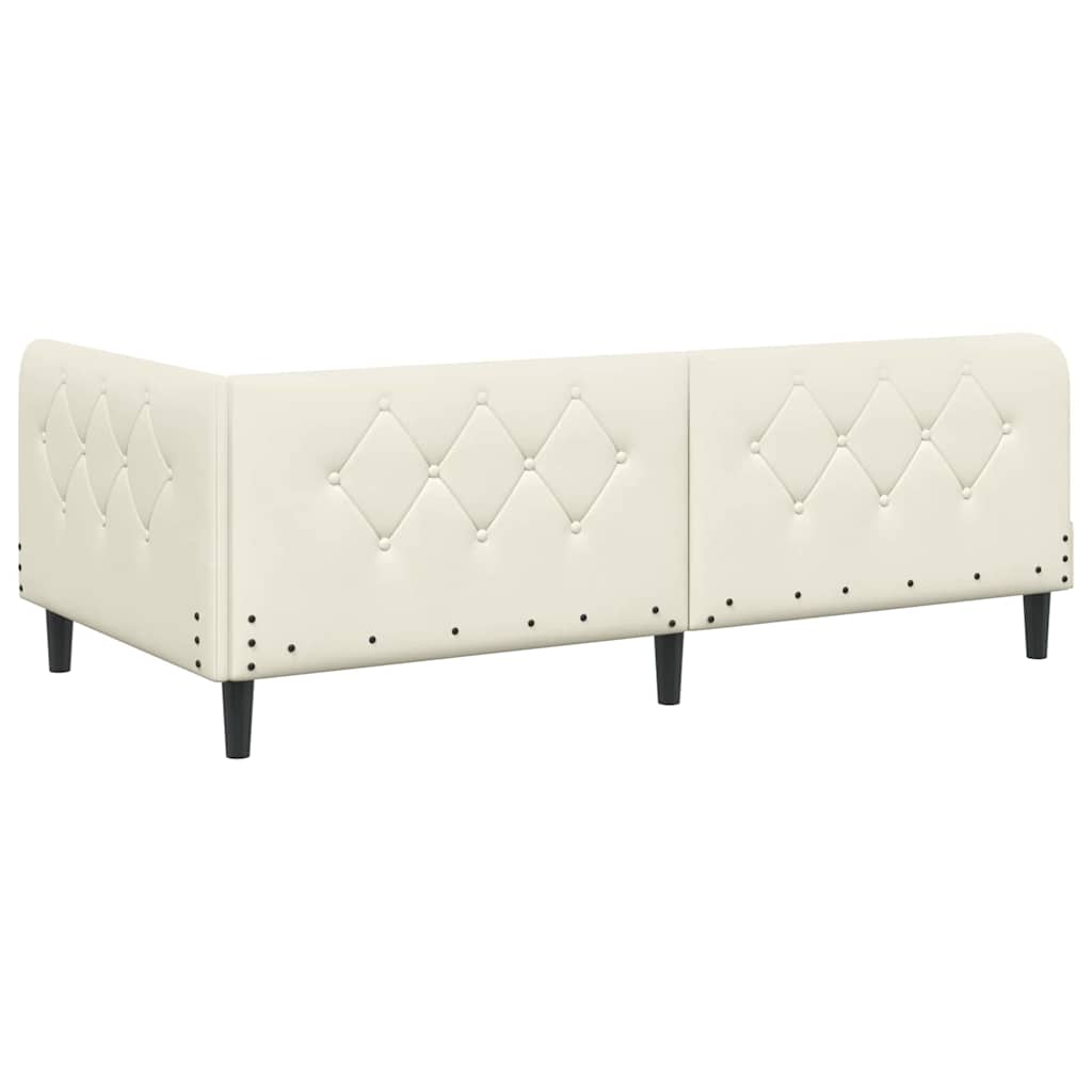 Cornice del letto ad angolo Crema 100 x 200 cm Velluto | homemem39