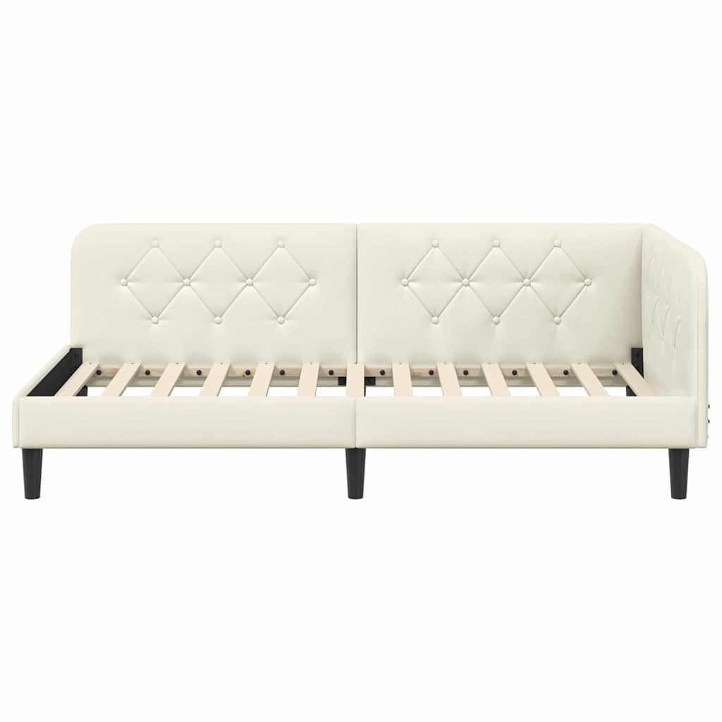 Cornice del letto ad angolo Crema 100 x 200 cm Velluto | homemem39