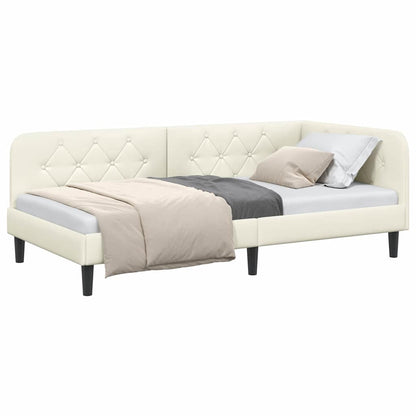Cornice del letto ad angolo Crema 100 x 200 cm Velluto | homemem39