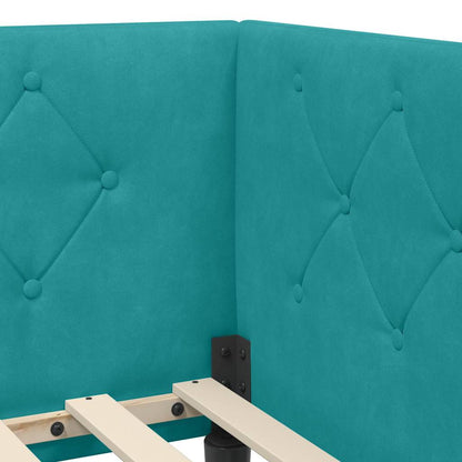 Cornice del letto ad angolo Turchese 100 x 200 cm Velluto | homemem39