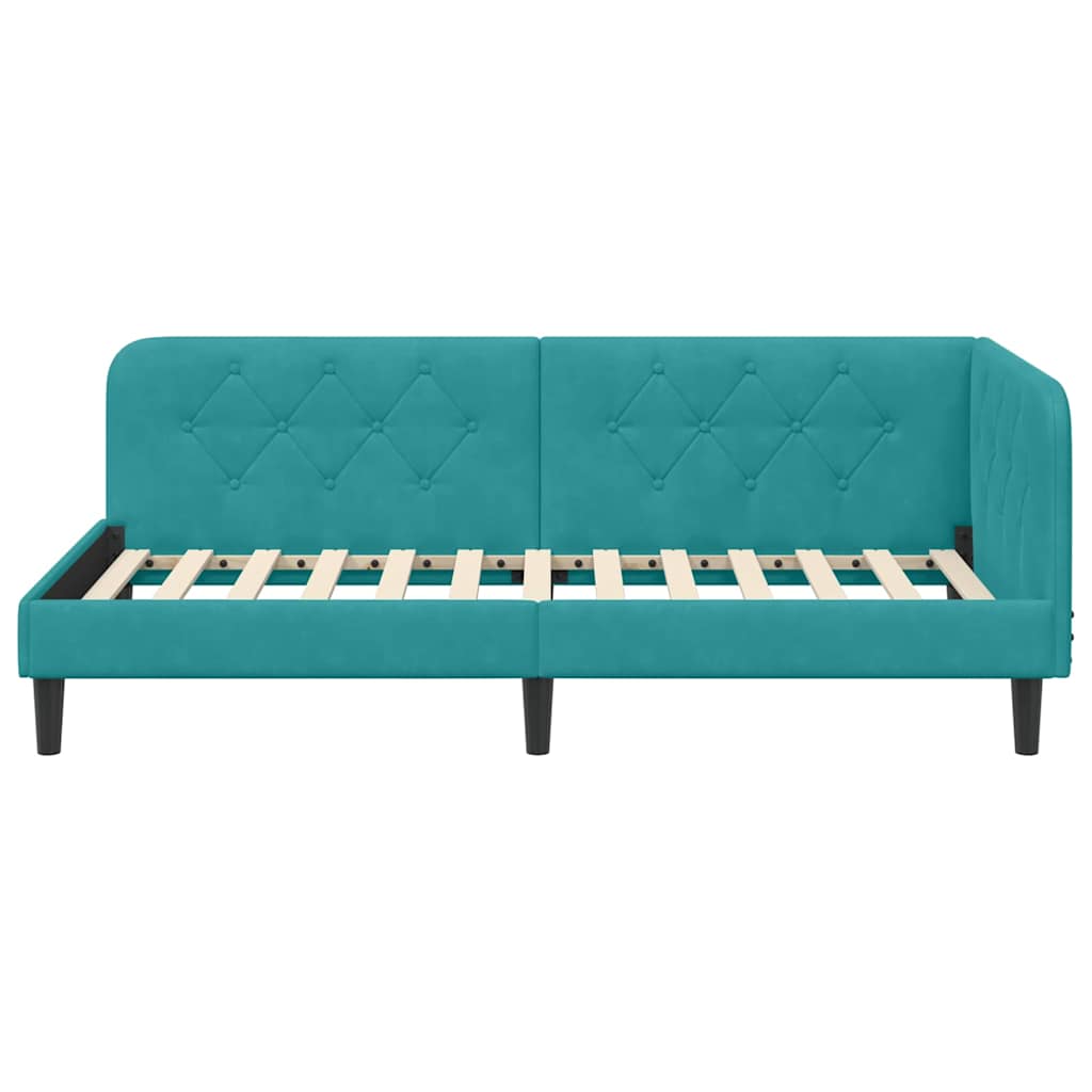 Cornice del letto ad angolo Turchese 100 x 200 cm Velluto | homemem39