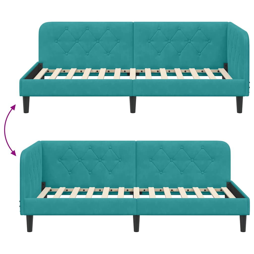 Cornice del letto ad angolo Turchese 100 x 200 cm Velluto | homemem39