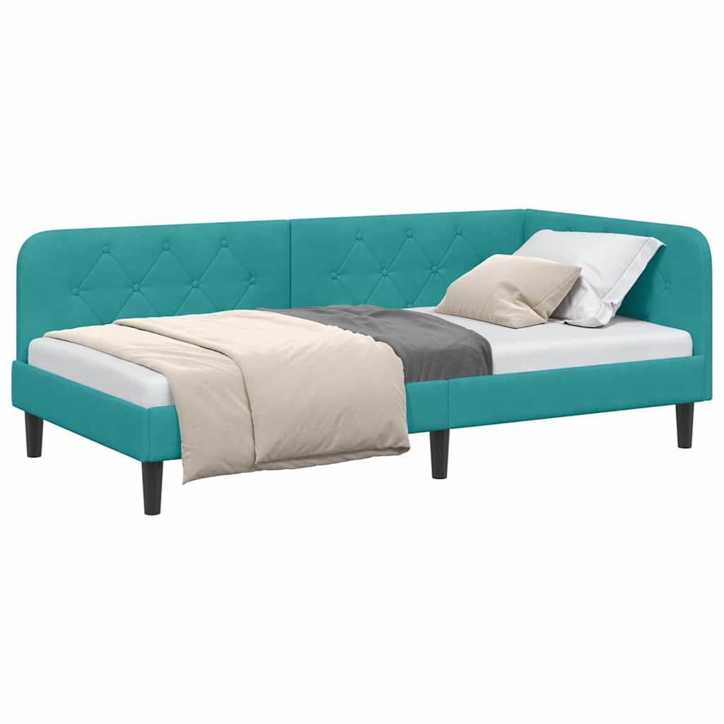 Cornice del letto ad angolo Turchese 100 x 200 cm Velluto | homemem39