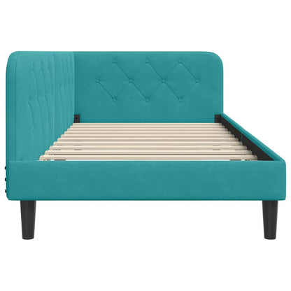 Cornice del letto ad angolo Turchese 100 x 200 cm Velluto | homemem39