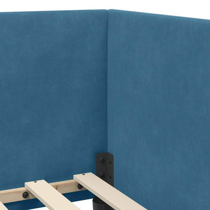Cornice del letto ad angolo Blu 80 x 200 cm Velluto