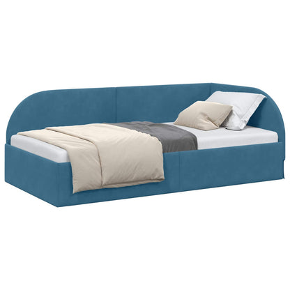 Cornice del letto ad angolo Blu 80 x 200 cm Velluto