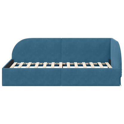 Cornice del letto ad angolo Blu 80 x 200 cm Velluto
