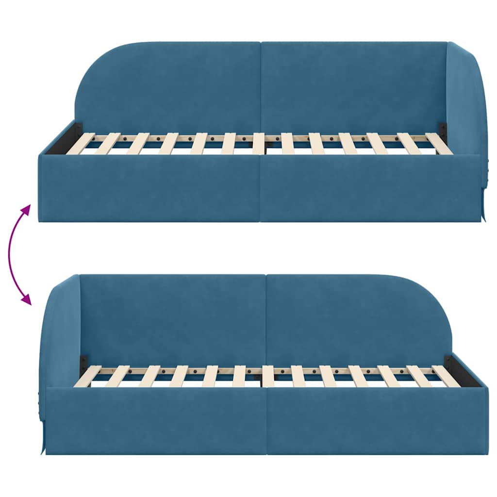 Cornice del letto ad angolo Blu 80 x 200 cm Velluto | homemem39