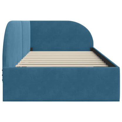 Cornice del letto ad angolo Blu 80 x 200 cm Velluto