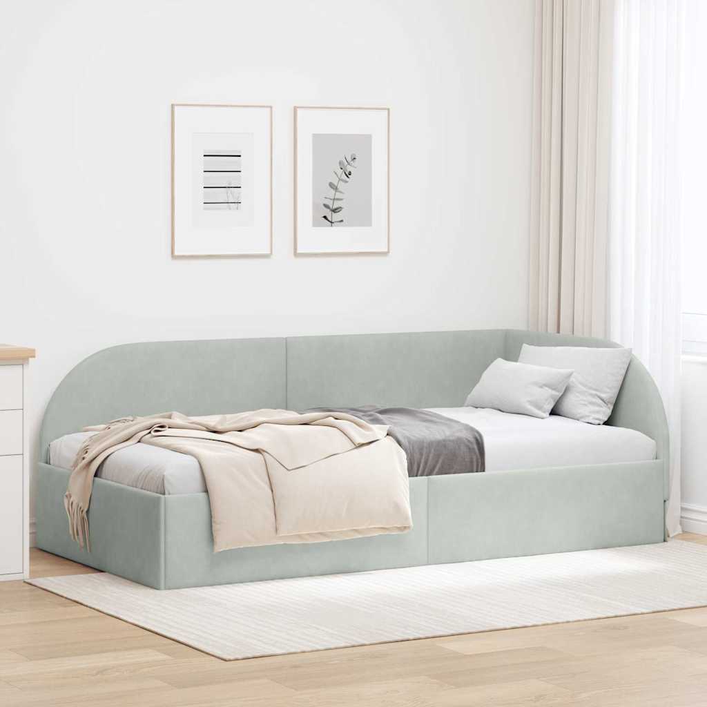 Cornice del letto ad angolo Grigio chiaro 80 cm x 200 cm | homemem39