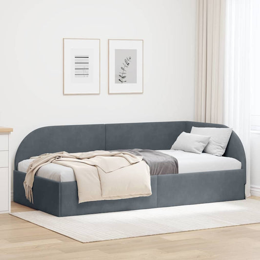 Cornice del letto ad angolo Grigio scuro 80 cm x 200 cm Velluto | homemem39