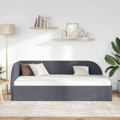 Cornice del letto ad angolo Grigio scuro 80 cm x 200 cm Velluto | homemem39