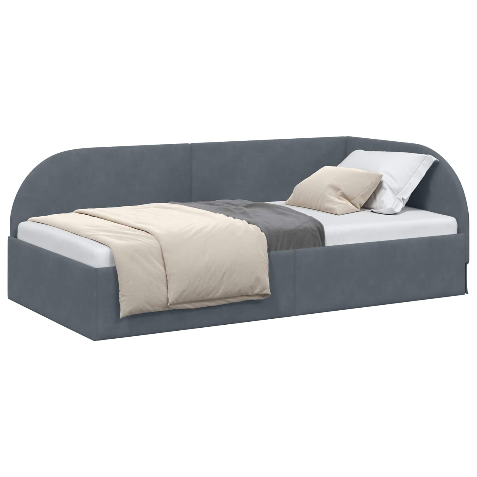 Cornice del letto ad angolo Grigio scuro 80 cm x 200 cm Velluto | homemem39