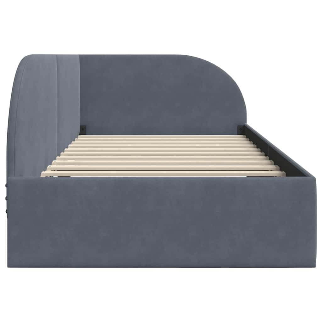 Cornice del letto ad angolo Grigio scuro 80 cm x 200 cm Velluto | homemem39